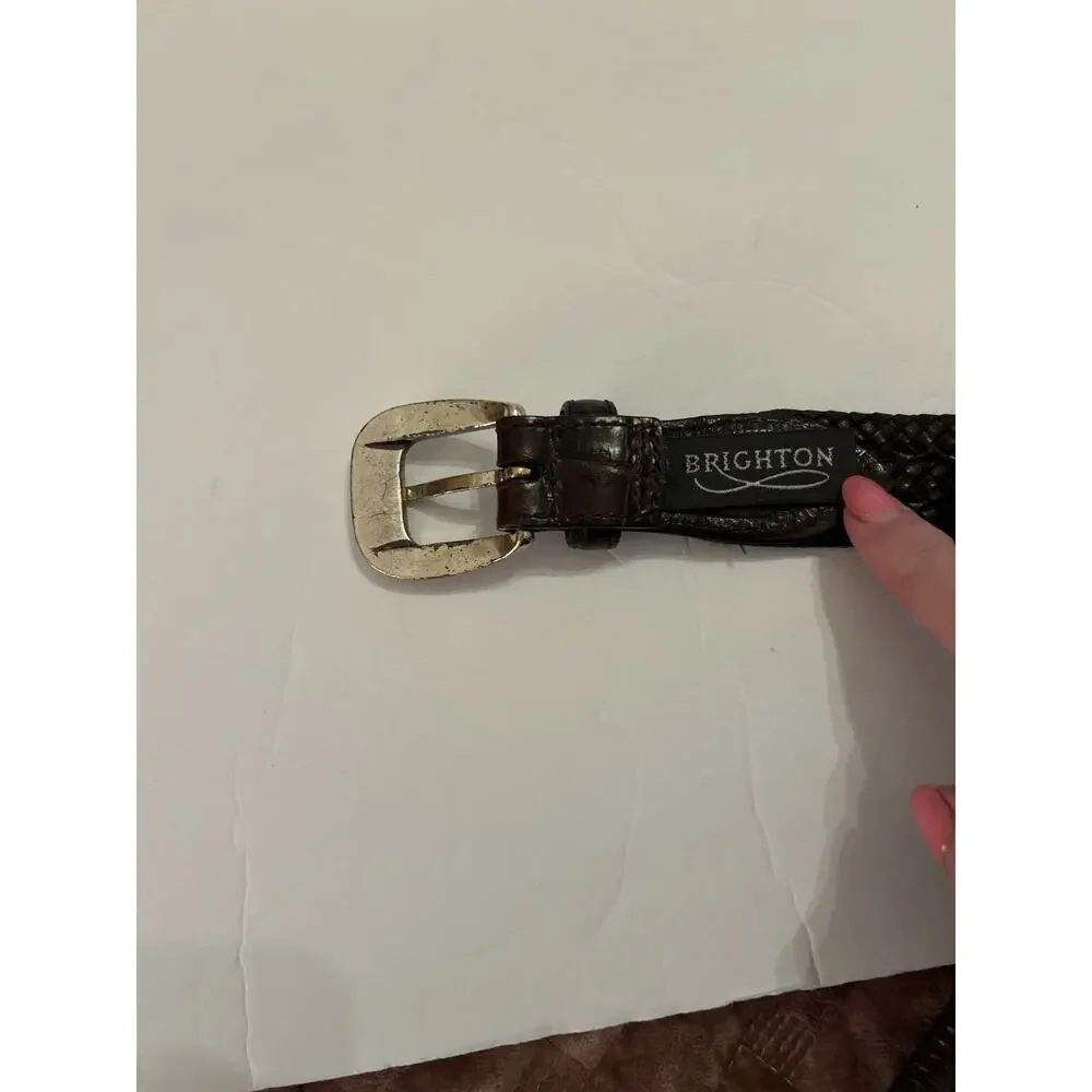 Brighton Genuine Leather Brown Braided‎ Women's Belt w Silver Buckle Size 36